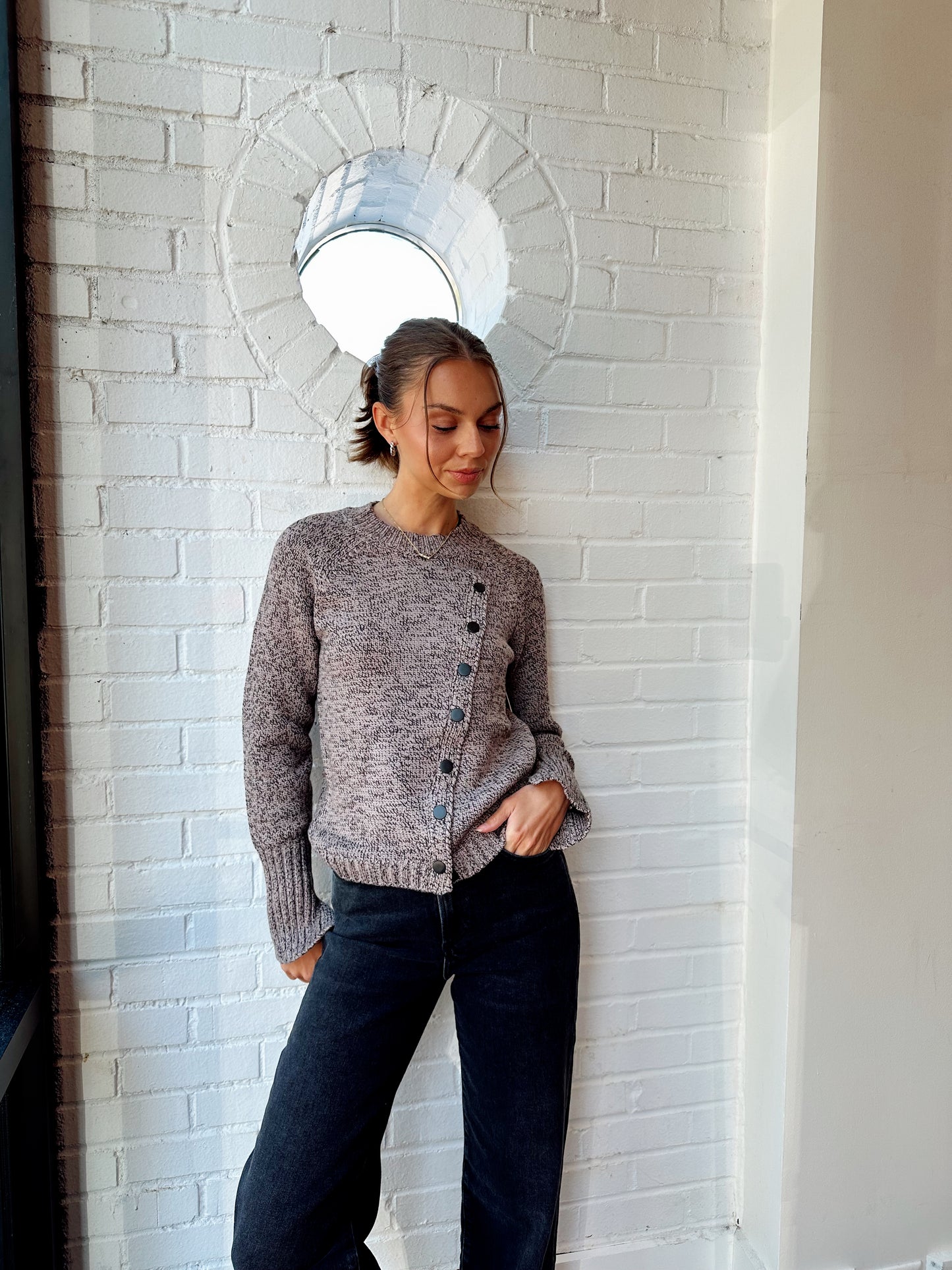 ASYMMETRIC BUTTONED SWEATER