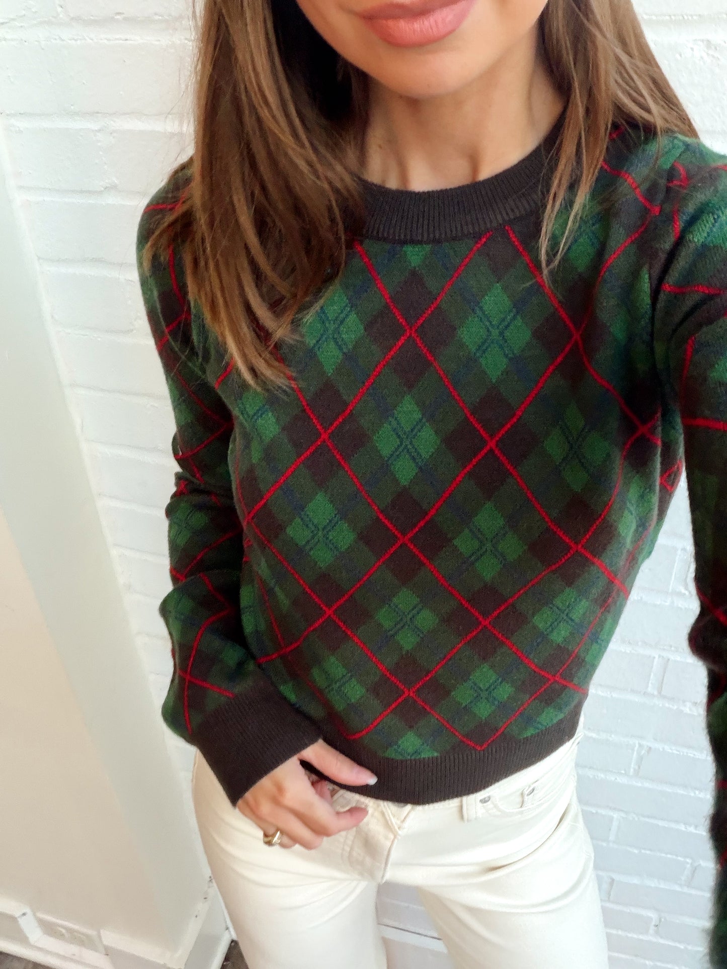 TUCK IN SWEATER- MISTLETOE PLAID KNIT