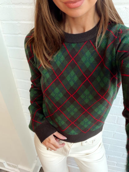 TUCK IN SWEATER- MISTLETOE PLAID KNIT