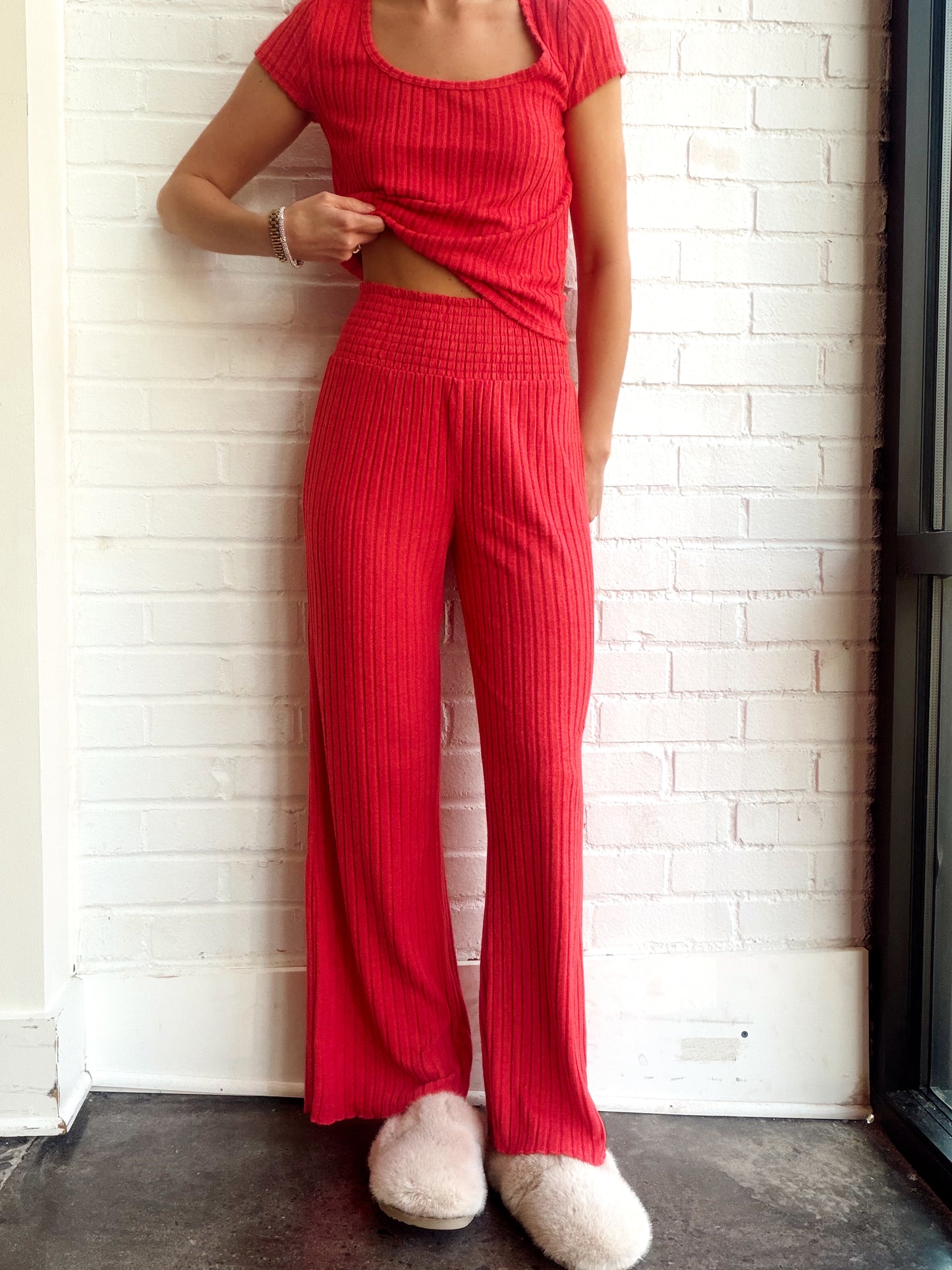 DAWN SMOCKED RIB PANT