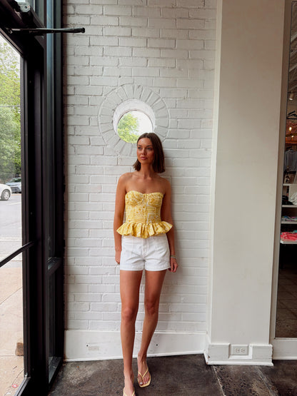 PIPER PRINTED PEPLUM TUBE TOP