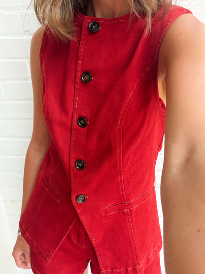 BUTTON UP TWILL VEST