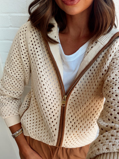 PAULA ZIP THROUGH KNIT JACKET