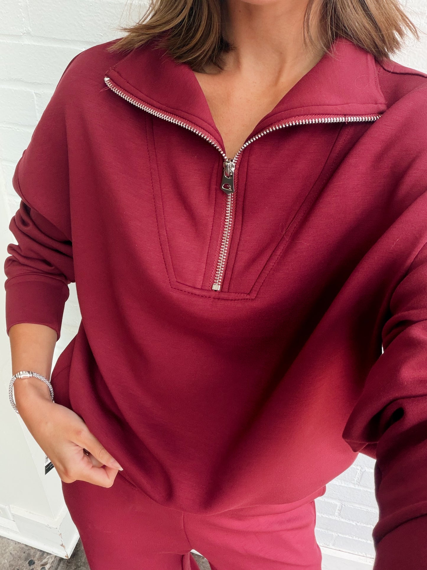 SEANNI SOFT KNIT LS HALF ZIP PULLOVER