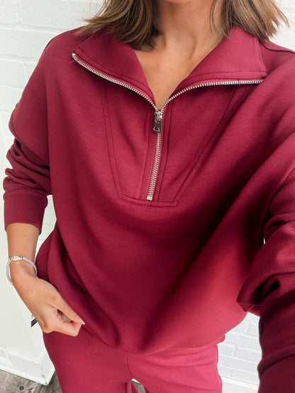SEANNI SOFT KNIT LS HALF ZIP PULLOVER