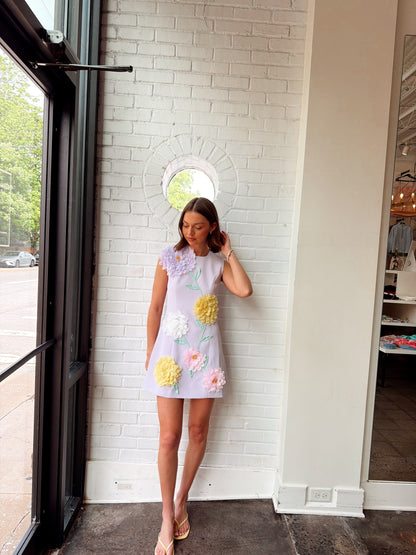 SUMMER 3D FLORAL EMBROIDERED SLEEVELESS DRESS