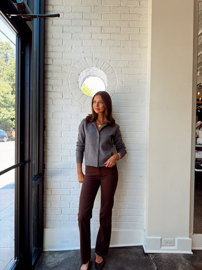 SLOANE KNIT COMBO FAUX FUR COLLAR CARDIGAN