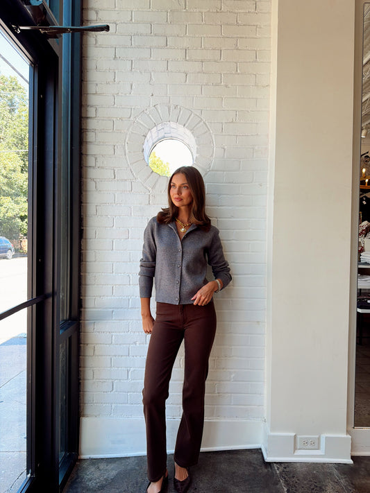 SLOANE KNIT COMBO FAUX FUR COLLAR CARDIGAN