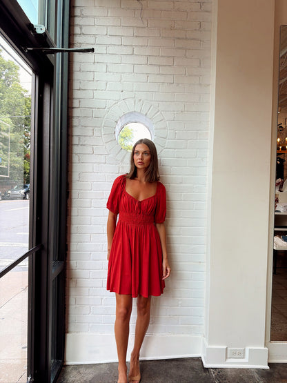 SMOCKED MINI DRESS