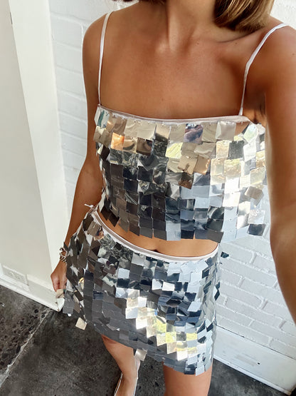 GRISELDA DISCO SEQUIN MINI SKIRT SET