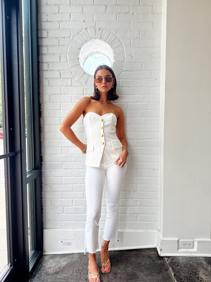 STRAPLESS BUTTONED TOP