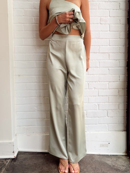SATIN PANTS W/ ELASTIC WAISTBAND