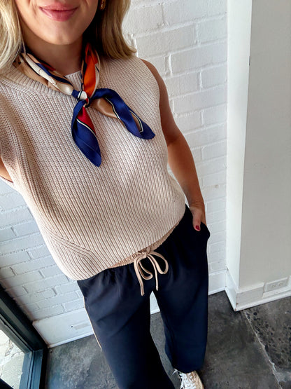 ON FILM CONTRAST PIPING DRAWSTRING PANT