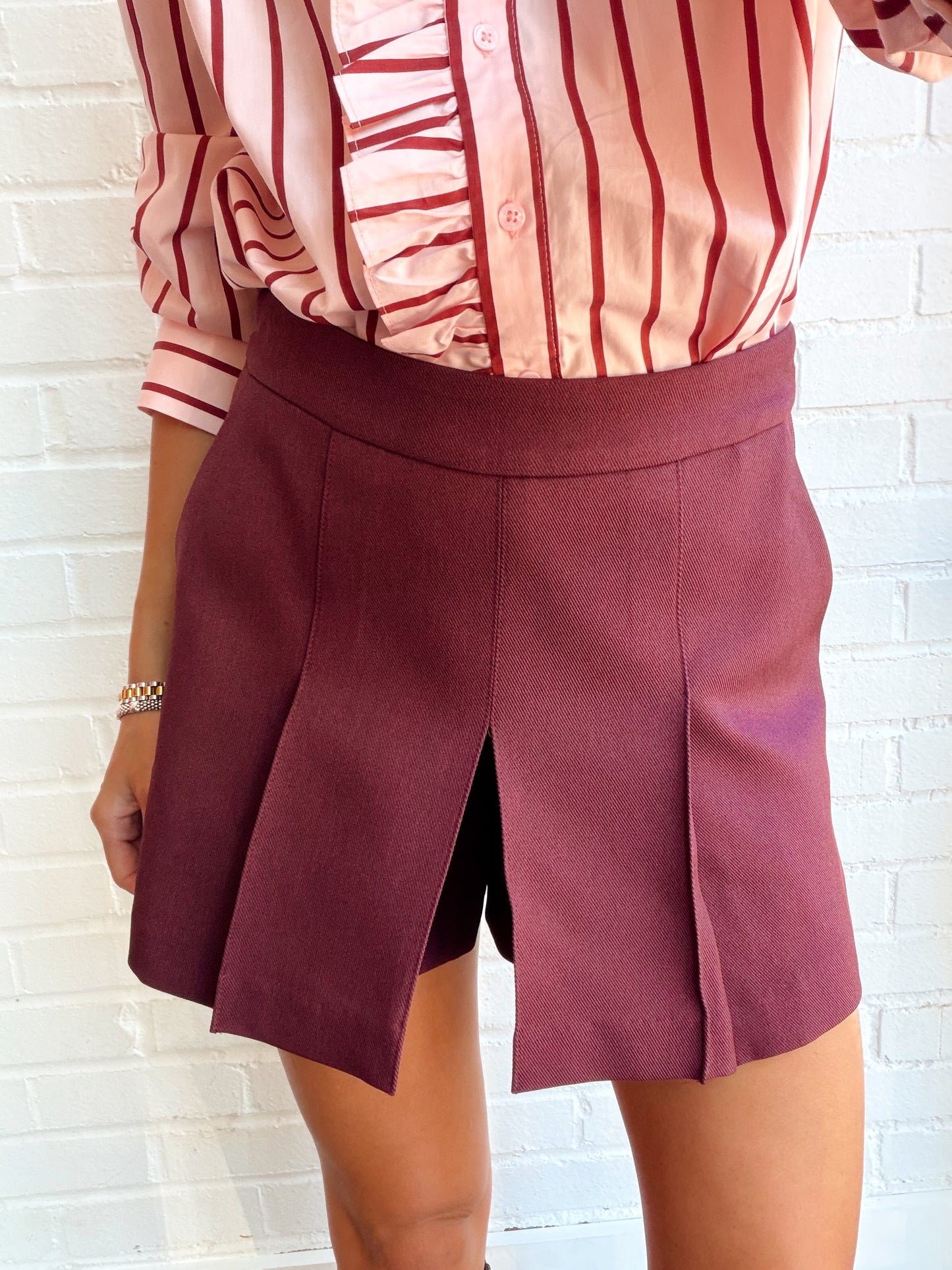 PLEATED TWILL SKORT