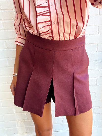 PLEATED TWILL SKORT