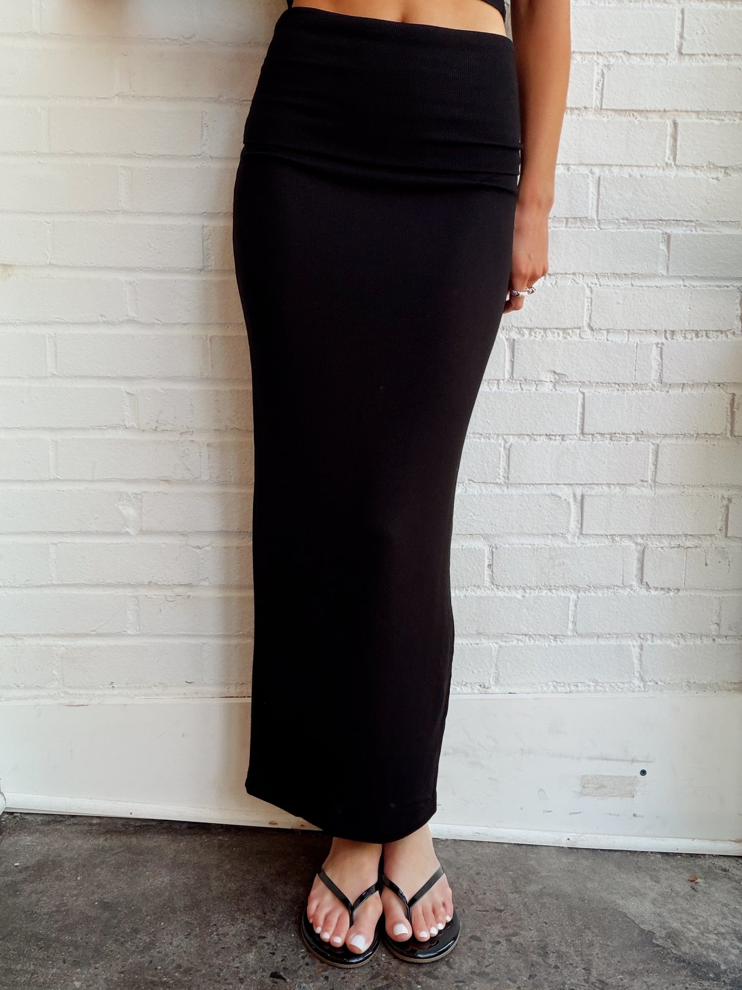 RIB FOLD DOWN MAXI SKIRT