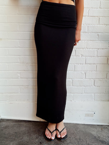 RIB FOLD DOWN MAXI SKIRT
