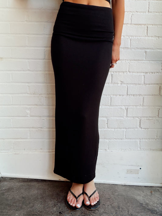 RIB FOLD DOWN MAXI SKIRT