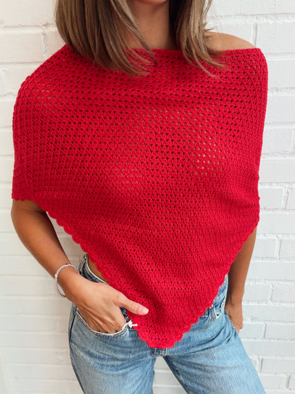 KNIT ONE SHOULDER CROCHET PONCHO