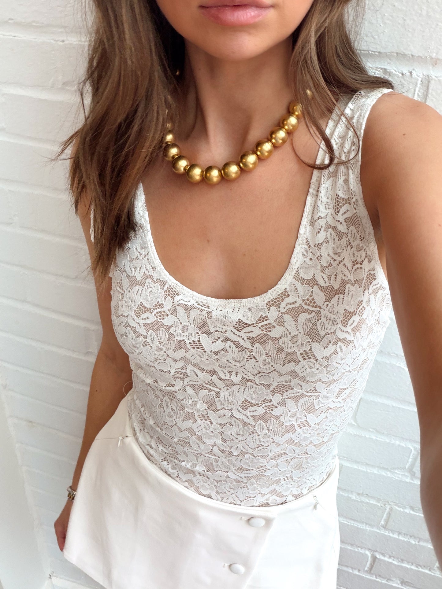 STRETCH LACE SCOOP TANK BODYSUIT