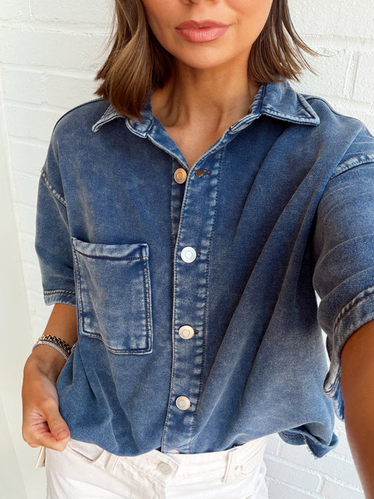 LORANE DENIM SS TOP