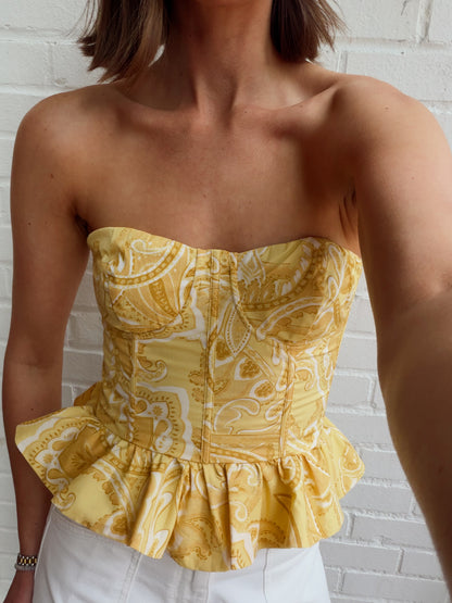 PIPER PRINTED PEPLUM TUBE TOP