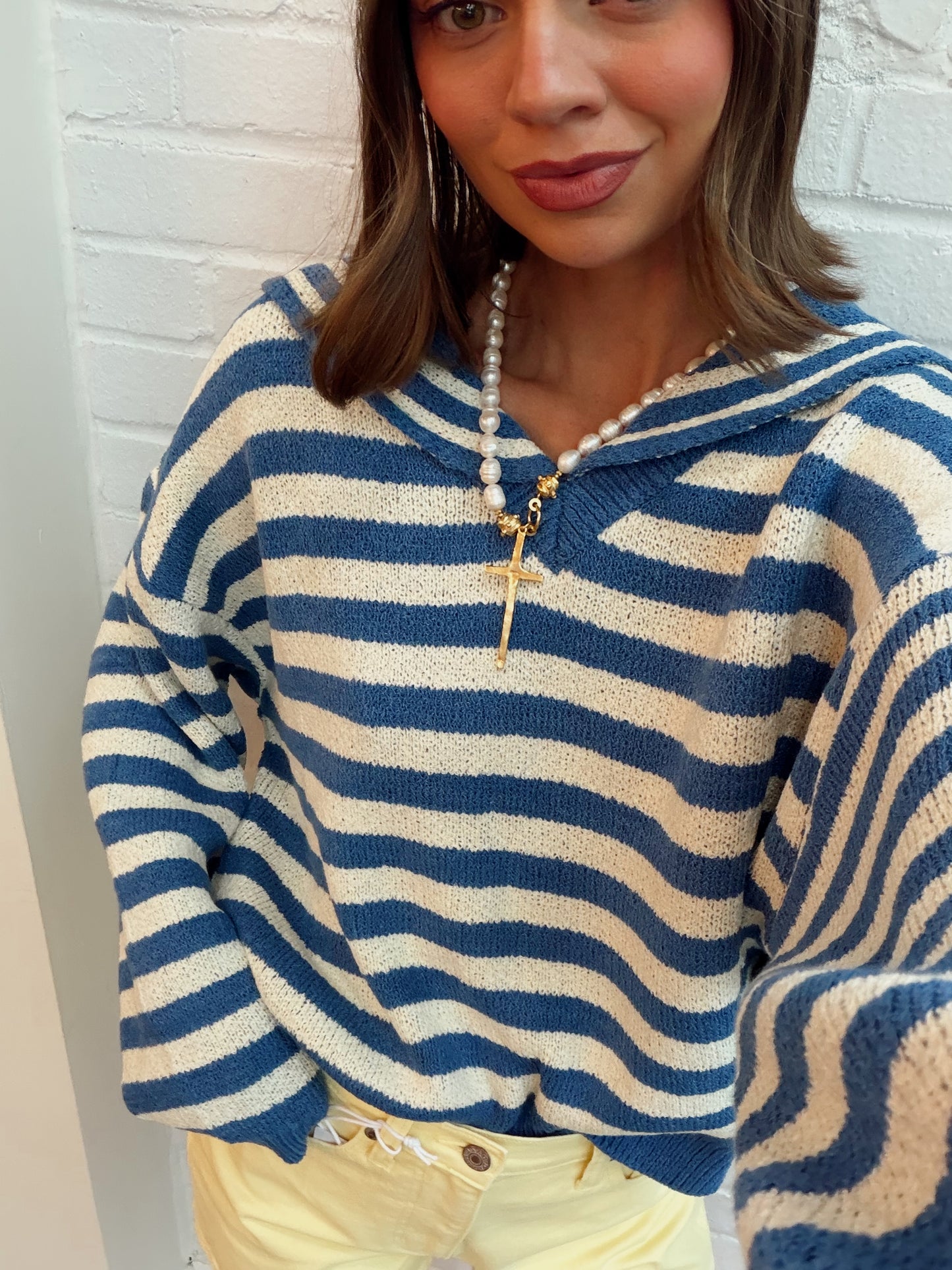 SAILOR COLLAR STRIPE SWEATER