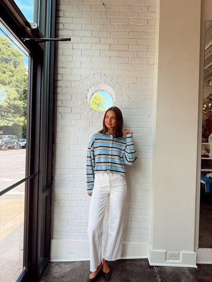 ROLL HEM STRIPED CARDIGAN