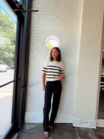SLOANE KNIT SS STRIPE TOP