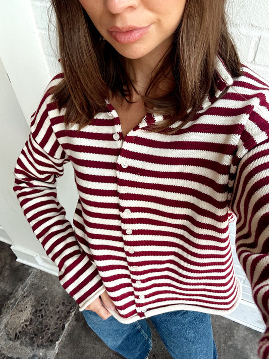 STRIPED CARDIGAN SWEATER
