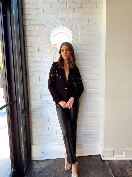 CRYSTAL EMBELLISHED TUXEDO JACKET