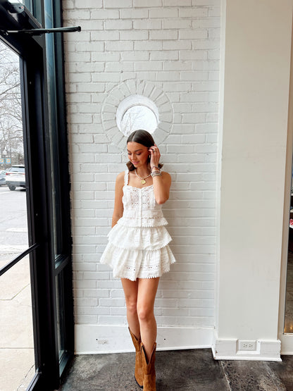 RUFFLE MINI SKIRT- WHITE