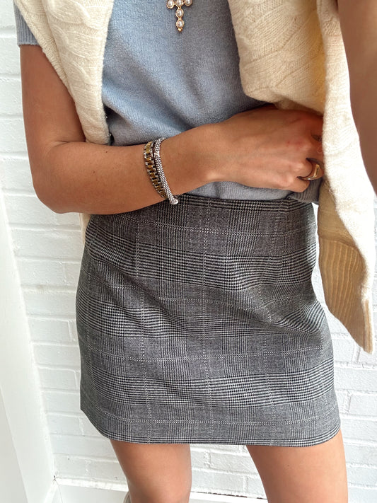 OWEN PLAID SUITING MINI SKIRT