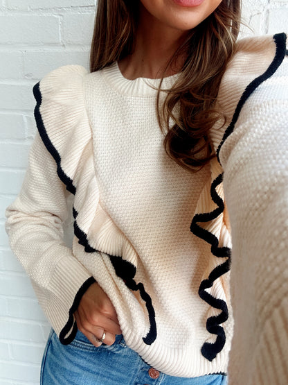 DOUBLE RUFFLE SWEATER