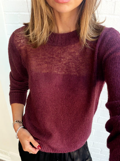 SHEER BLOCKED LS CREW