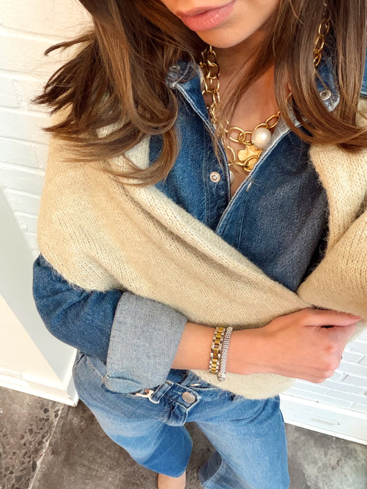 SOFT KNIT TRIANGLE SCARF