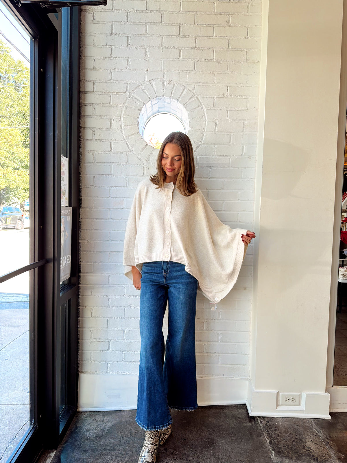 COSTANZA BUTTON FRONT PONCHO