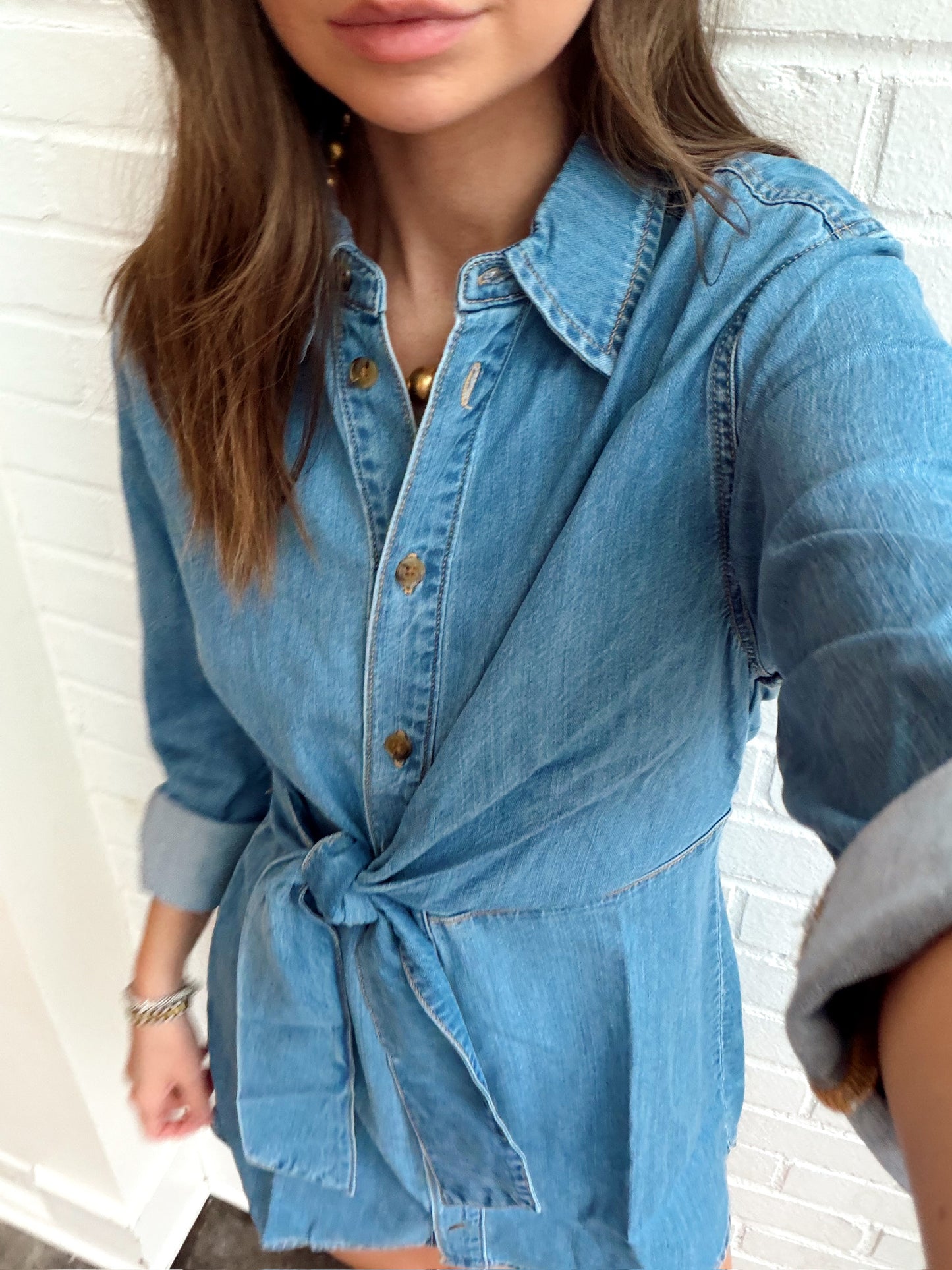 DENIM WRAP SHIRT DRESS