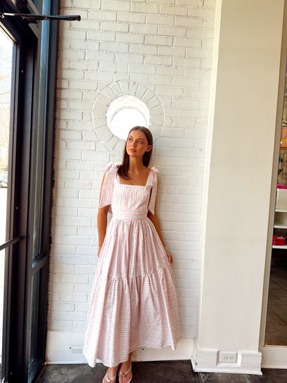 WALLPAPER FLORAL PRINTED TIERED MIDI