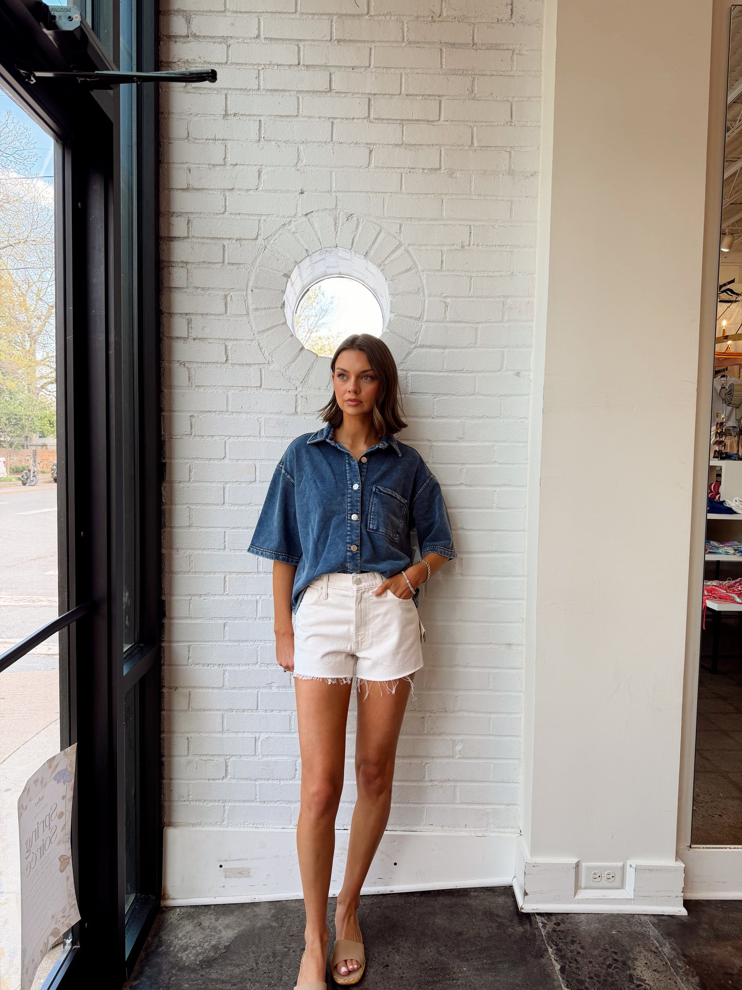 LORANE DENIM SS TOP