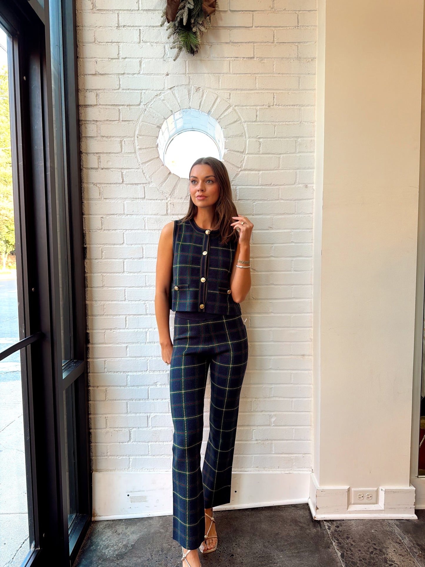 TILDEN PLAID KNIT PANTS SET