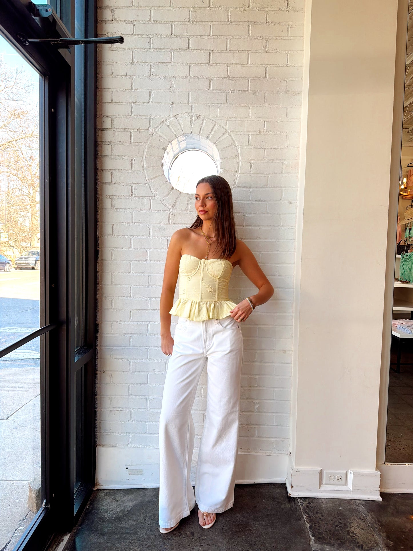 MIRA TEXTURED PEPLUM TUBE TOP