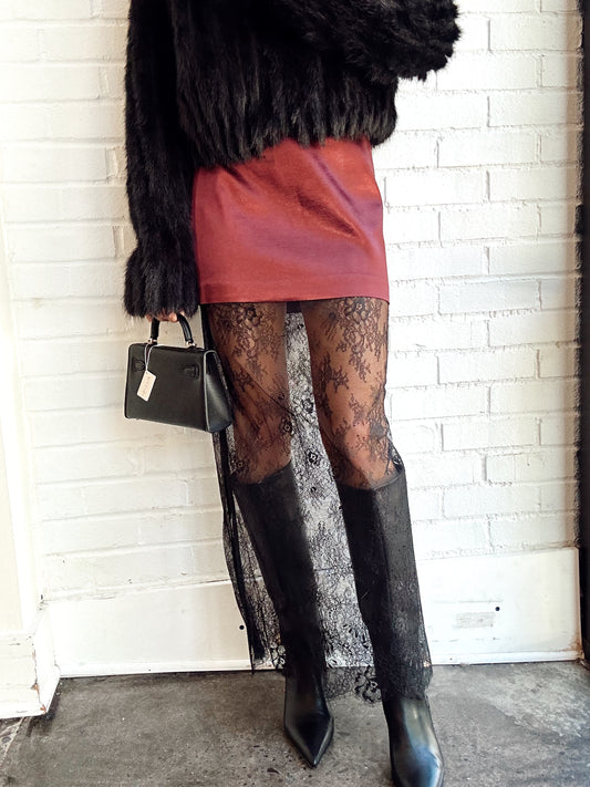 SATIN VELVET MAXI SKIRT