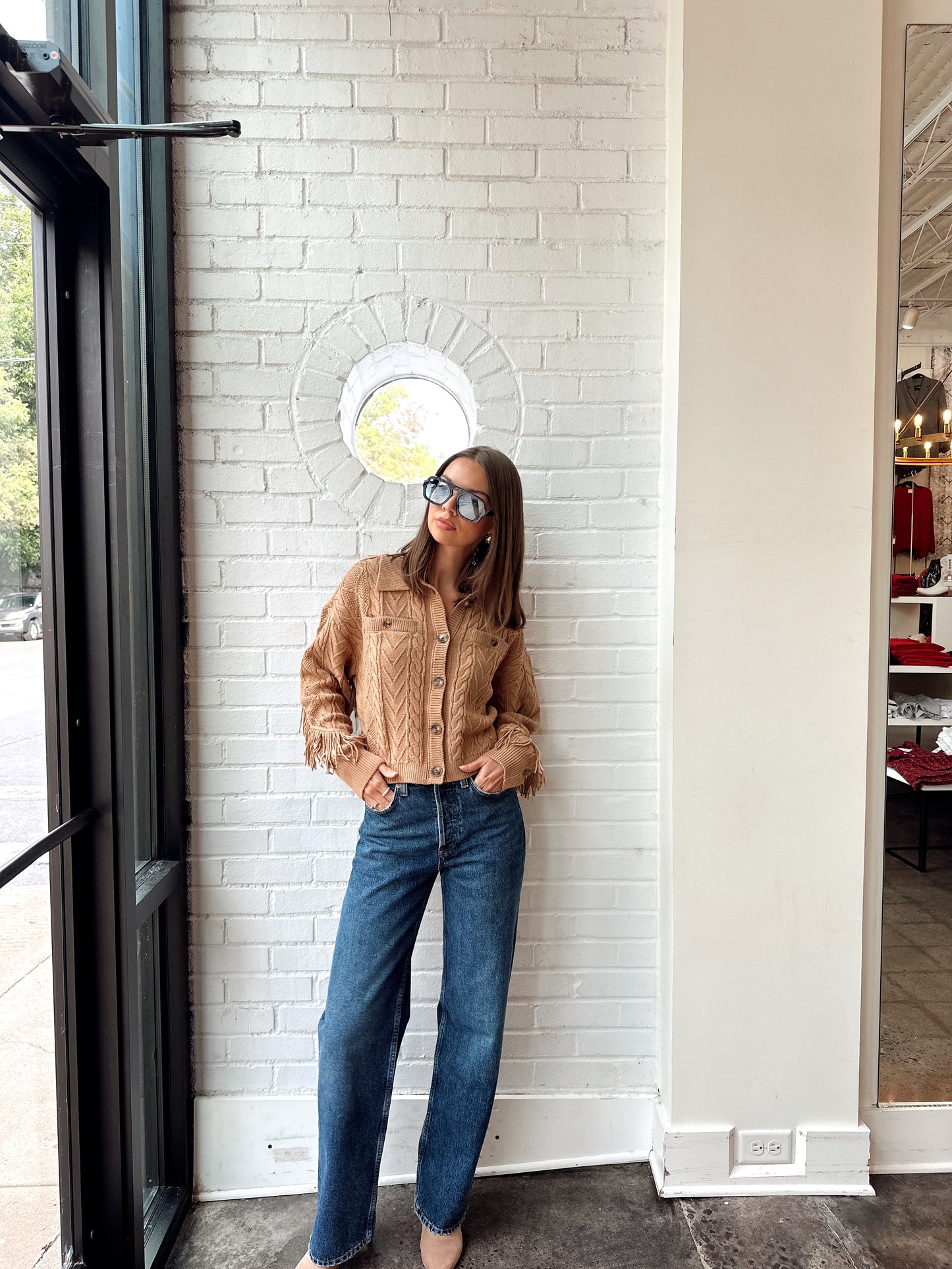 ELYSE CABLED FRINGE SWEATER CARDIGAN