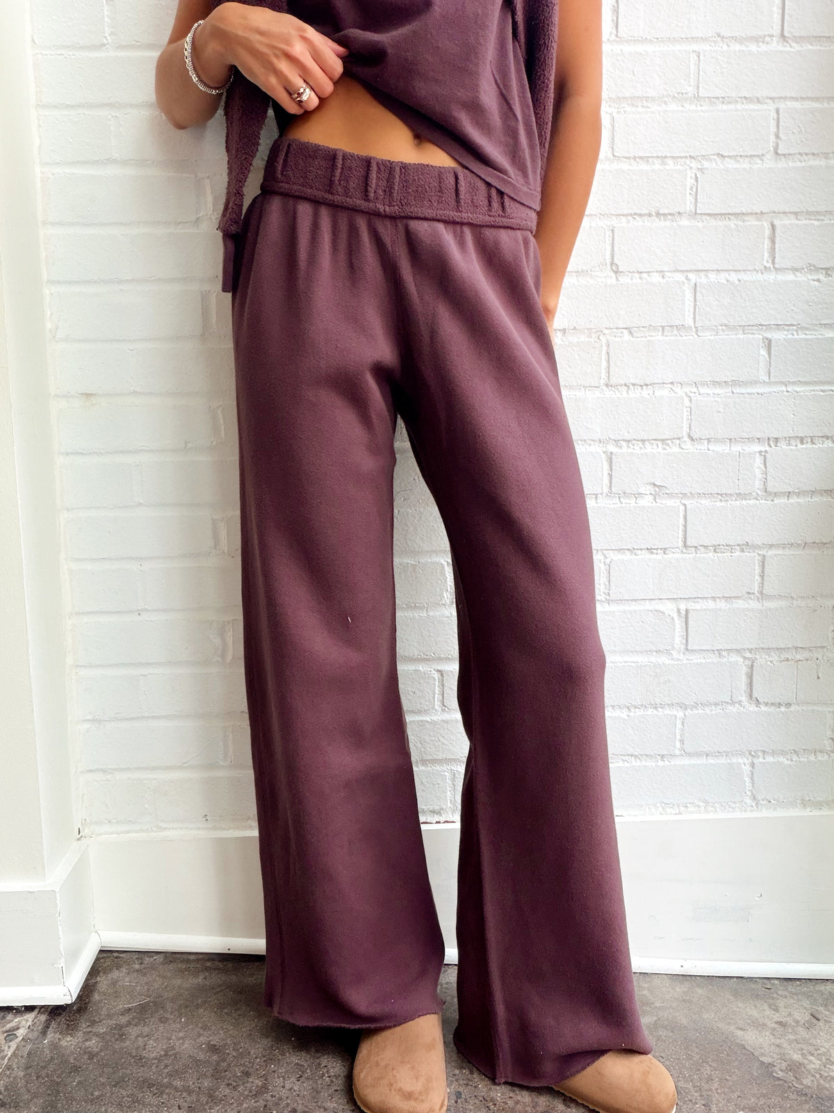 MARLEY FLEECE SWEATPANT- CHERRY LACQUER