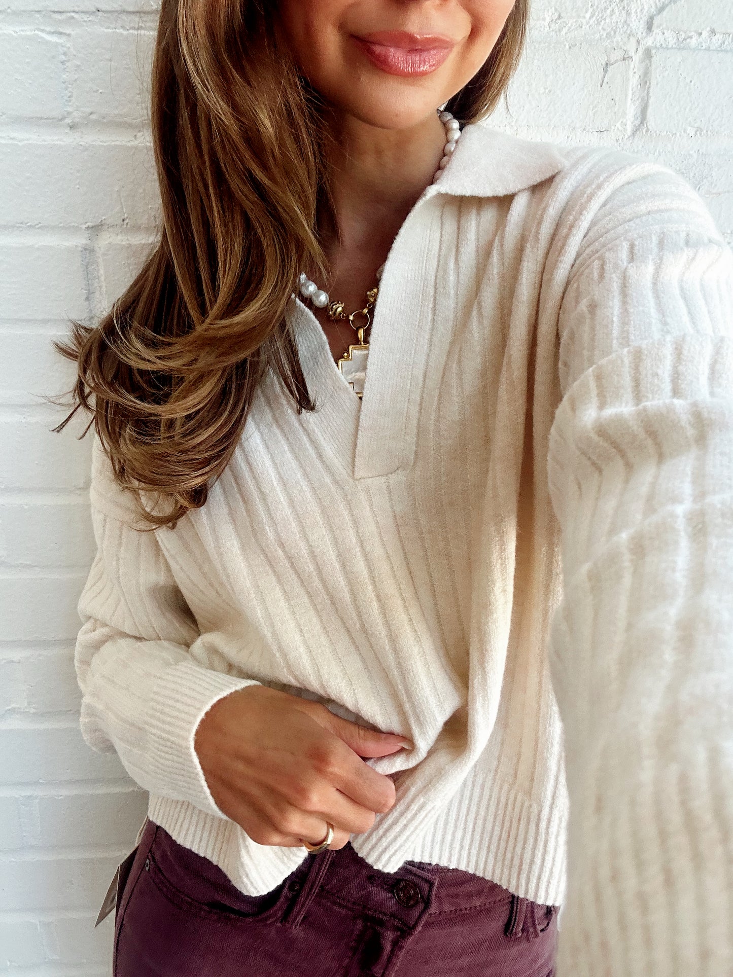 VHARI COLLAR LONG SLEEVE SWEATER