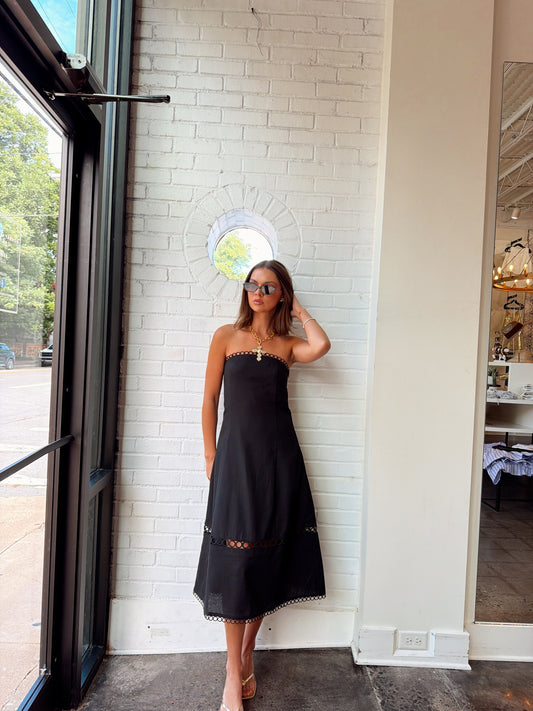 LINEN STRAPLESS DRESS