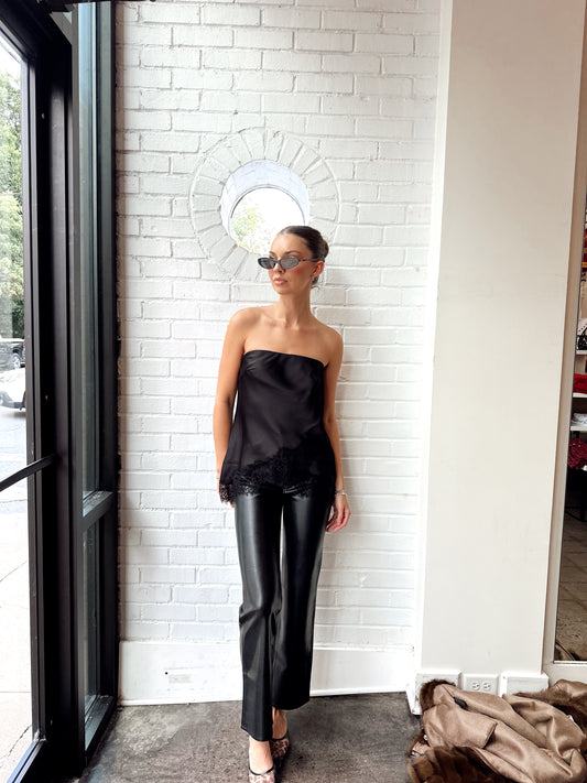 SATIN AND LACE TUBE TOP