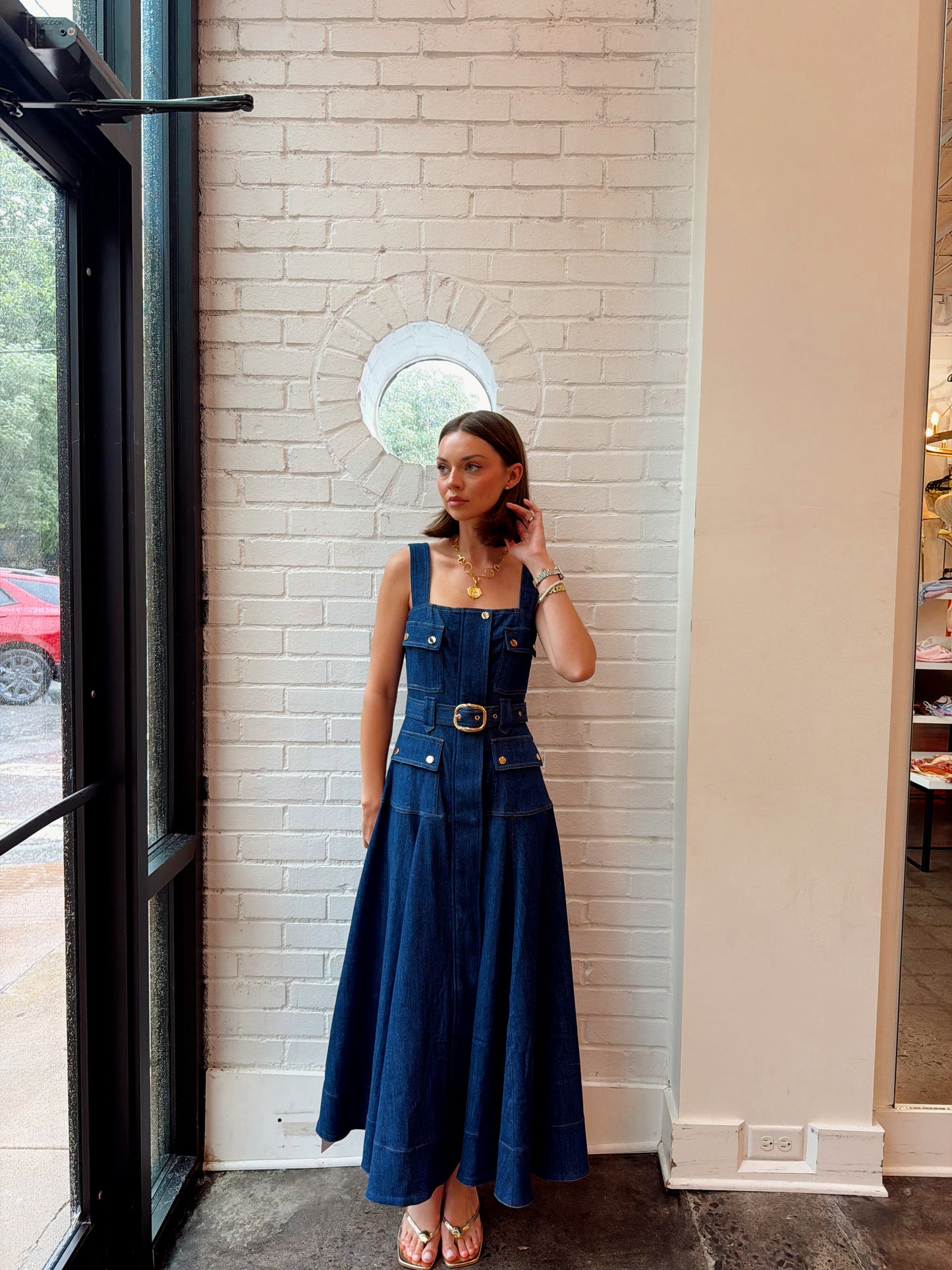 JENNA DENIM MIDI DRESS