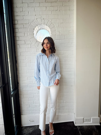 MICRO RHINESTONE STRIPE BLOUSE
